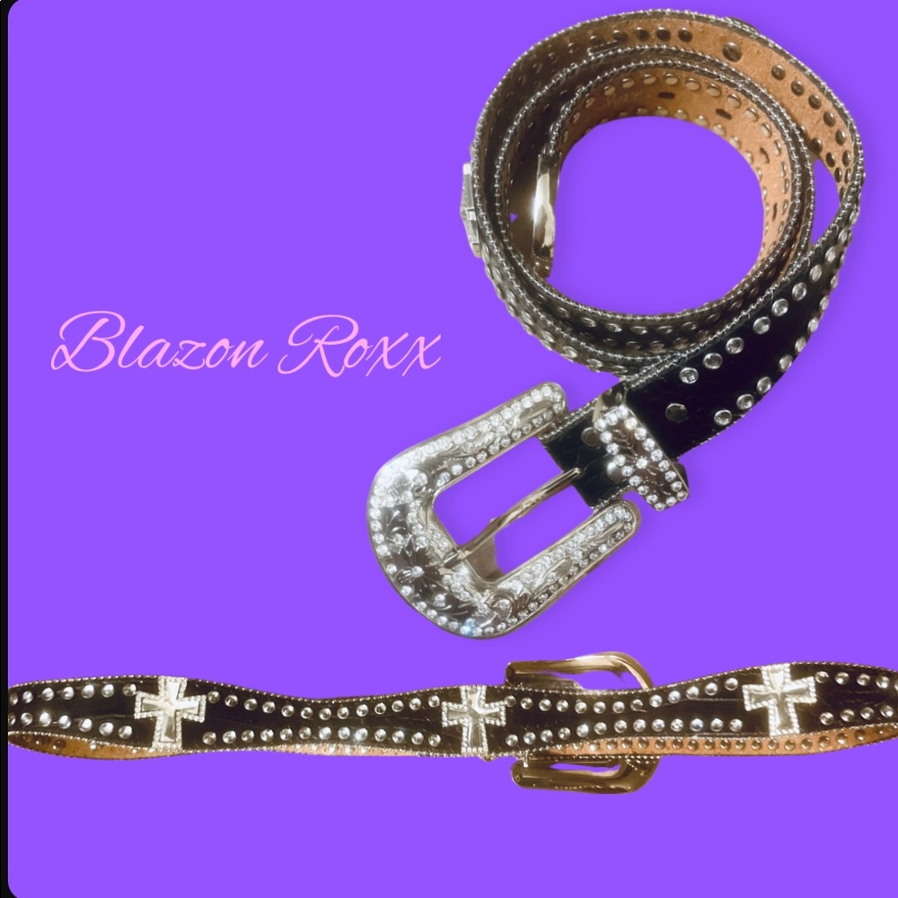 - Blazon Roxx Scalloped Studded & Cross Belt